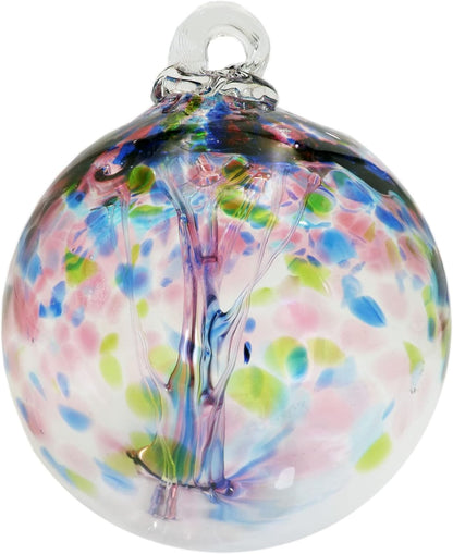 Dale Tiffany AC23211-D6 Rainbow Tree of Life Hand Blown Art Glass Ornament Witch Globe Gazing Ball, Hope, 6" Diameter with Stand