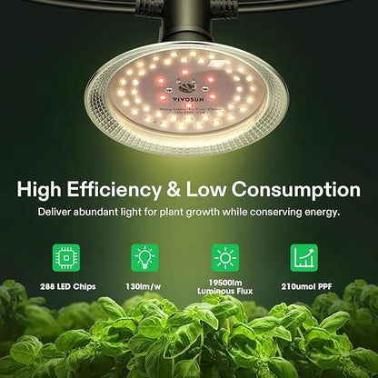 VIVOSUN Outdoor LED Grow Lights, Waterproof String Grow Light, Full Spectrum Plant Growing Lights with 22Ft Adjustable Cord for Seedling, Veg, Flower in Greenhouse, Garden, Backyard, Farm (6-Light)