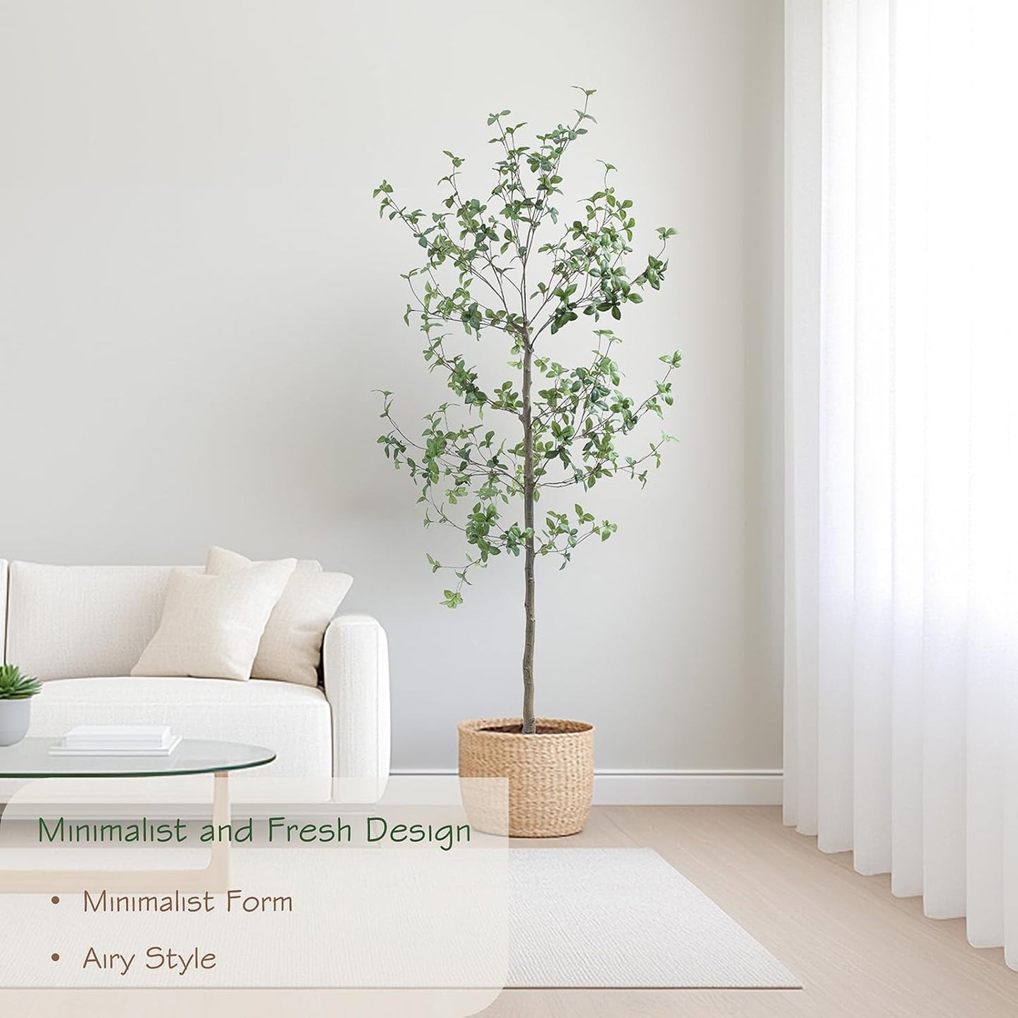 Bellacat 6ft Faux Quince Leaf Tree with Lifelike Leaves & Realistic Trunks, 72in Artificial Quince Leaf Tree for Garden, Home, Office, Porch, Balcony,Living Room Decor.