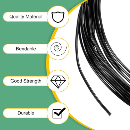 2-Rolls 1mm Bonsai Training Wire, 32.8 Feet Total Anodized Aluminum Bonsai Wires for Bonsai Tree Shaping/Branches Fixing/Trunk Holding/DIY Crafting [16.4ft Each, Black]