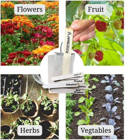 15-Pack Biodegradable Plant Grow Bags 3.5 Inch with Wooden Labels – Eco-Friendly Fabric Pots for Seedlings, Herbs, Flowers - Indoor Outdoor – Plastic-Free Gardening Gift