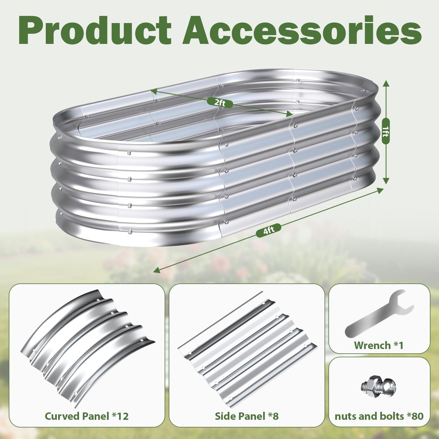 Tegarbed Galvanized Raised Garden Bed Outdoor, 4x2x1ft(2Pack) Metal Heavy Duty Planter Boxes for