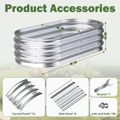 Tegarbed Galvanized Raised Garden Bed Outdoor, 4x2x1ft(2Pack) Metal Heavy Duty Planter Boxes for