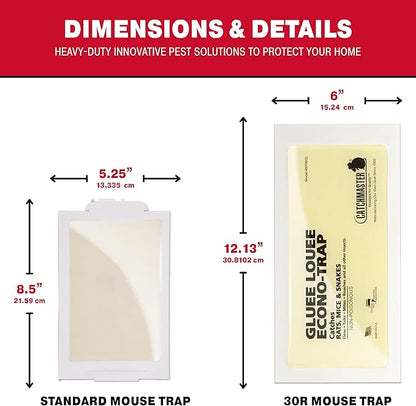 Catchmaster Gluee Louee Rat Extra Large Traps 30-PK, Heavy Duty Glue Trap, Mouse Traps for Home, Pest Control Adhesive Glue Boards for Inside House, Snake, Mice, & Spider Trap