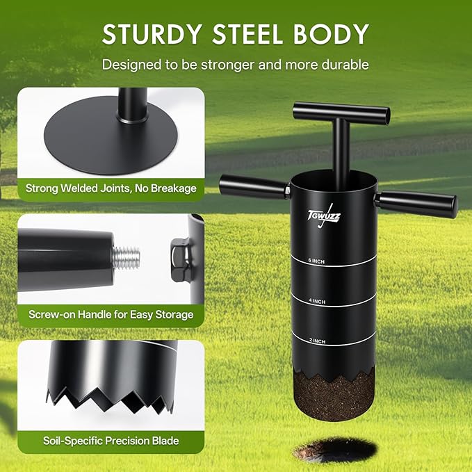 Portable Golf Hole Cutter with Detachable Grip, 4-inch and 6-inch USGA-Standard Carbon Steel Hole Digger – Backyard, Garden, Outdoor Golf Putting Green Practice