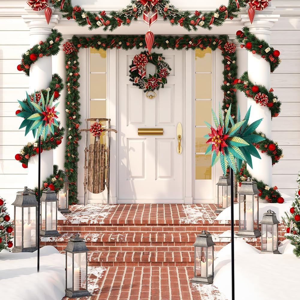 Christmas Wind Spinners Outdoor,57.9 Inches Metal Wind Spinners for Yard and Garden Xmas Windmill for Patio,Lawn & Yard