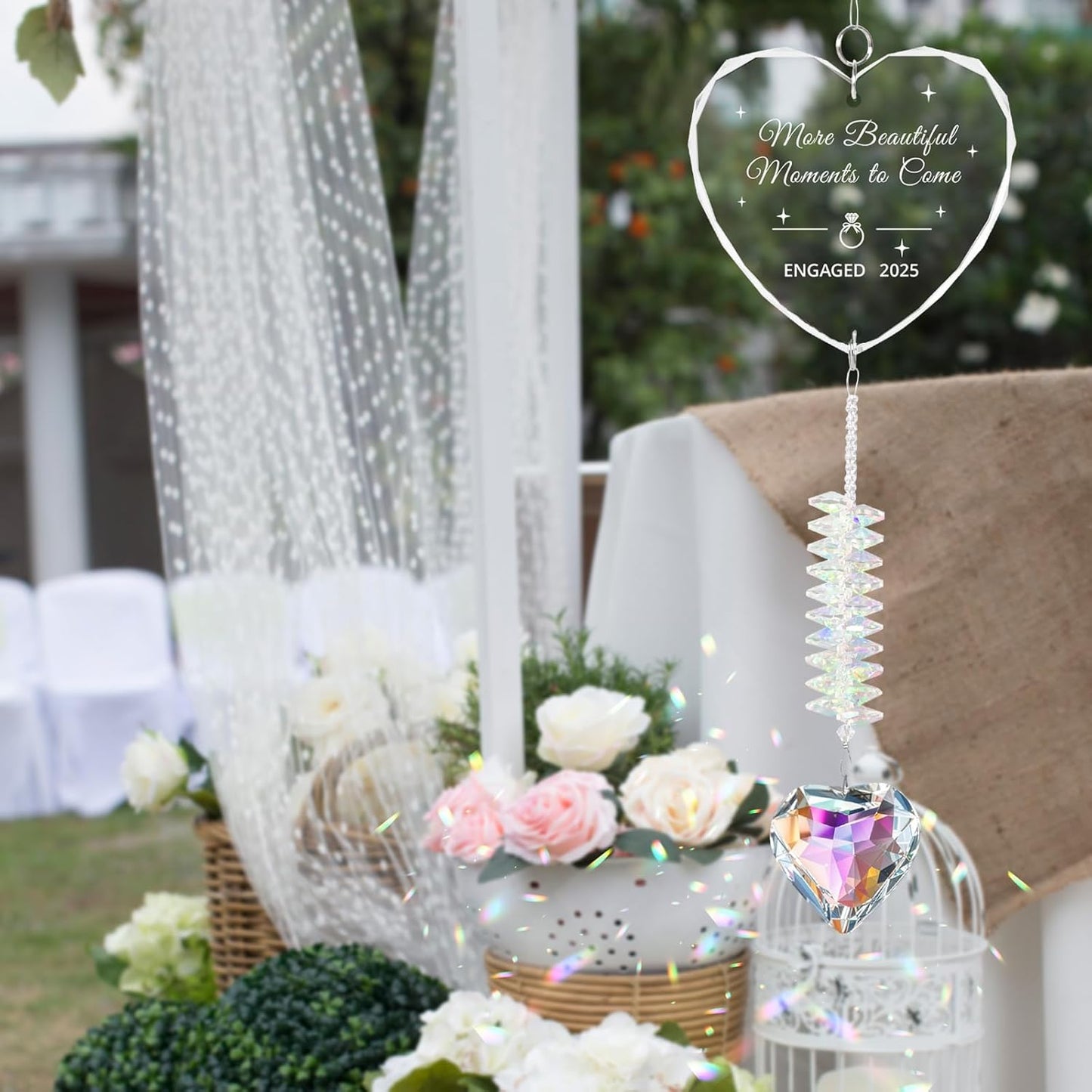 Engagement Gifts for Couples, Crystal Suncatcher for Newly Engaged, Hanging Crystal Gift Ornament, Congratulations Decorations for Friends Just Engaged 2025