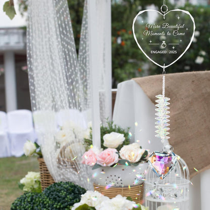 Engagement Gifts for Couples, Crystal Suncatcher for Newly Engaged, Hanging Crystal Gift Ornament, Congratulations Decorations for Friends Just Engaged 2025