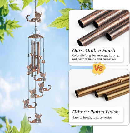 Cat Wind Chimes for Outside,Gardening Gifts for cat Lover，Women，Men，Mom，Birthday Party Decorations,Memorial Gifts,Wind Chimes Outdoors，Indoors,Room,Home,Wall,Garden,Patio,Yard Decor