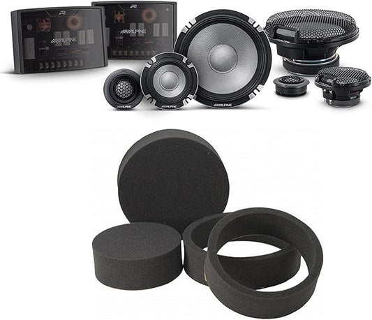 Alpine R2-S653 High-Resolution 3-Way Speaker Set/Pro Series with RKFR65 3-Piece Foam Fast Ring