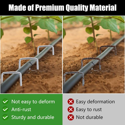 FEED GARDEN 6 Inch 50 Pack Hot-dip Galvanized Landscape Staples Plant Cover Stakes 11 Gauge Tent Stakes Garden Stakes Landscaping Fabric SOD Pins Yard Stakes for Decoration Weed Barrier Fabric