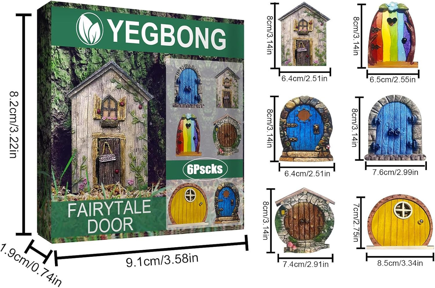 Enchanted Fairy Door for Tree Trunks - Weather-Resistant Miniature Garden Decor, 6-Piece Whimsical Outdoor Accessory Kit for Kids & Fantasy Enthusiasts (Fairy Tale Style-2)
