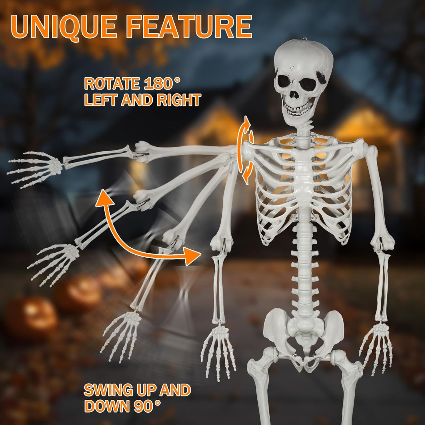 Halloween Skeleton, Realistic Life Size Skeleton with Movable Joints for Halloween Party Haunted House Indoor Outdoor Decoration (5.9ft-2P)