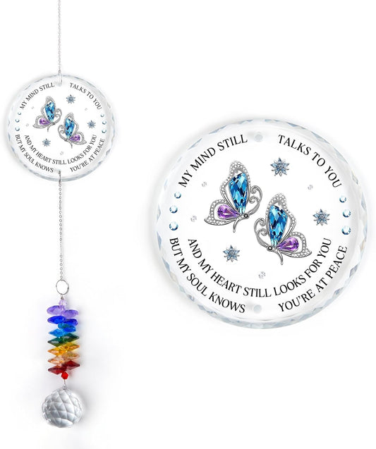 Glass Suncatcher Ornament - Memorial Gift for Loss of Loved One - My Mind Still Talks to You