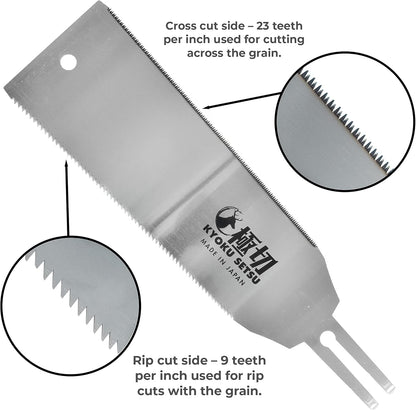 Great Neck Kyoku Setsu Japanese Ryoba Double-Edged Pull Cut Saw, Ultra Fine Saw, Detail Hand Saw, Double Edge Saw, Japanese Wood Saw