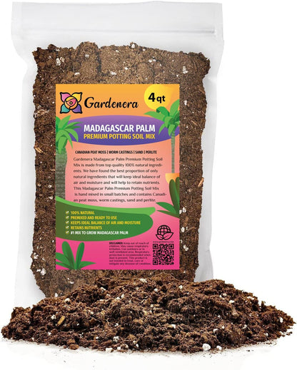 Gardenera Madagascar Palm Potting Mix - Promote Strong Roots and Captivating Form with Our Premium Blend - 4 Quart