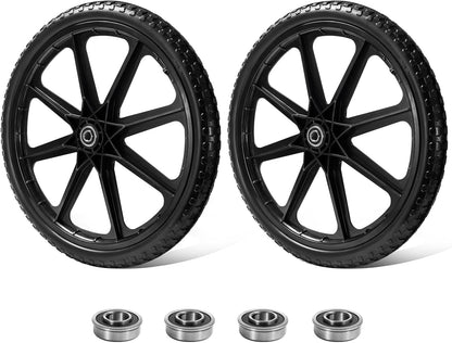 Parts Camp 20" Flat Free Tire Cart Wheels Replacement Rubbermaid Wheelbarrow Wheels Garden Cart Replacement Wheel With 5/8" 3/4" Bearing For Utility Carts/Lawn Cart/Wheelbarrow 2PACK