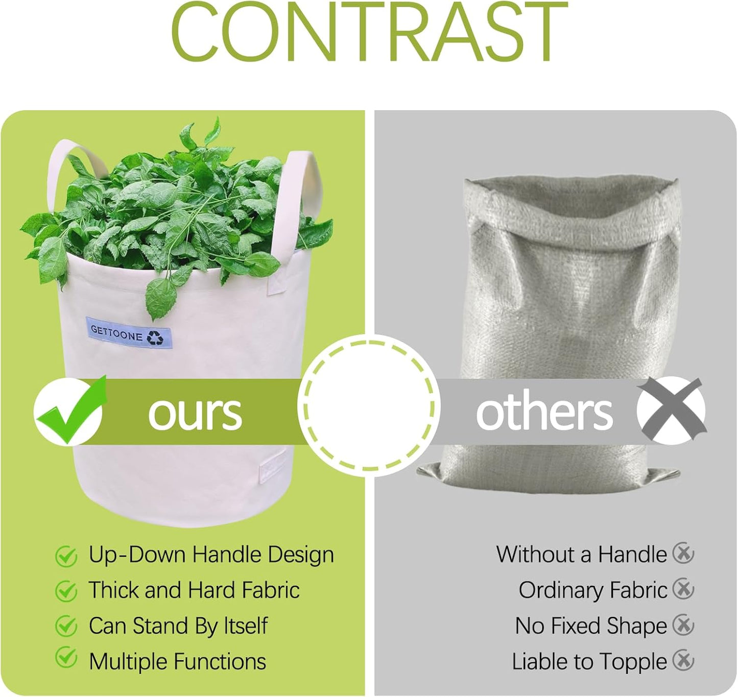 Lawn Bags for Yard Waste | Heavy-Duty Collapsible Leaf Bag, 20 Gallon Reusable Garden Clippings Container & Outdoor Trash Can with 2 Carry Handles (Middle)