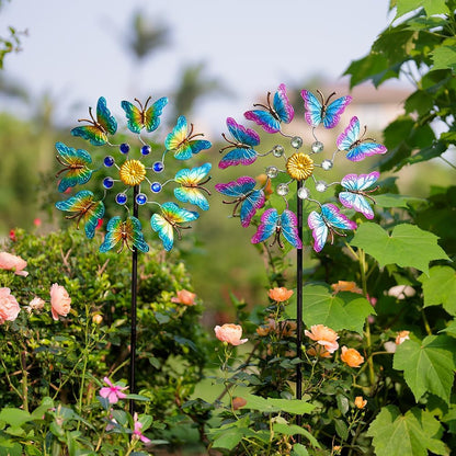 Viveta 2Pack Garden Wind Spinners,Outdoor Metal Butterfly Wind Sculpture, Windmill Wind Spinner for Outdoor Yard Patio Lawn & Garden,12.5''Dia