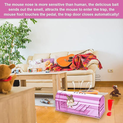 4 Pcs Humane Mouse Traps Indoor for Home, Live Mouse Trap, Reusable Mice Trap Catcher for House & Outdoors