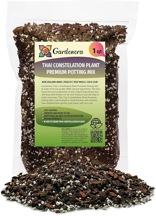 Premium Thai Constellation Monstera Potting Mix - Hand-Crafted for Optimal Nutrient Absorption by Gardenera - 1 Quart