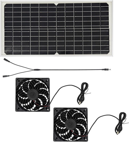 20W Solar Exhaust Fan for Chicken Coop, Sheds, Greenhouses, Dog Houses, Windows, Attics, Solar Powered Fan with Metal Frame, Easy Plug and Play Installation