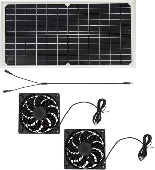 20W Solar Exhaust Fan for Chicken Coop, Sheds, Greenhouses, Dog Houses, Windows, Attics, Solar Powered Fan with Metal Frame, Easy Plug and Play Installation