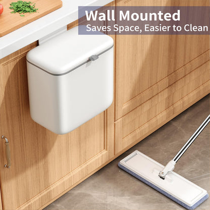 Compost Bin Kitchen for Countertop or Under Sink, 2.6 Gallon Hanging Small Trash Can with Lid