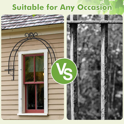 Kintness Steel Garden Window Trellis Arch - Wall-Mounted Garden Arbor for Climbing Plants Roses Vines Support Rack Decoration