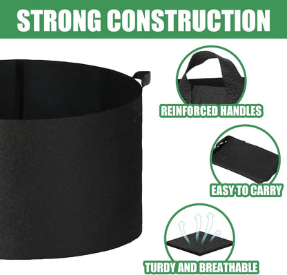 2-Pack 20 Gallon Fabric Grow Bags with Handle, Heavy Duty 300G Thickened Nonwoven with Handles and Reusable, Suitable for Garden Vegetables,Fruits and Flowers(Black)