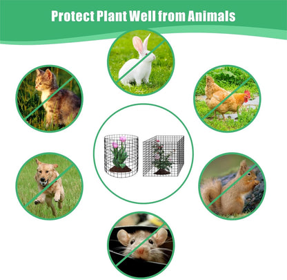 10 Pack Round Plant Protector from Animals, 30 Pcs 12 x 12 Metal Mesh to Keep Animals Out Wire Plant Protectors for Rabbits Chicken Duck Bunny Barricades for Garden Vegetable Flowers Protection