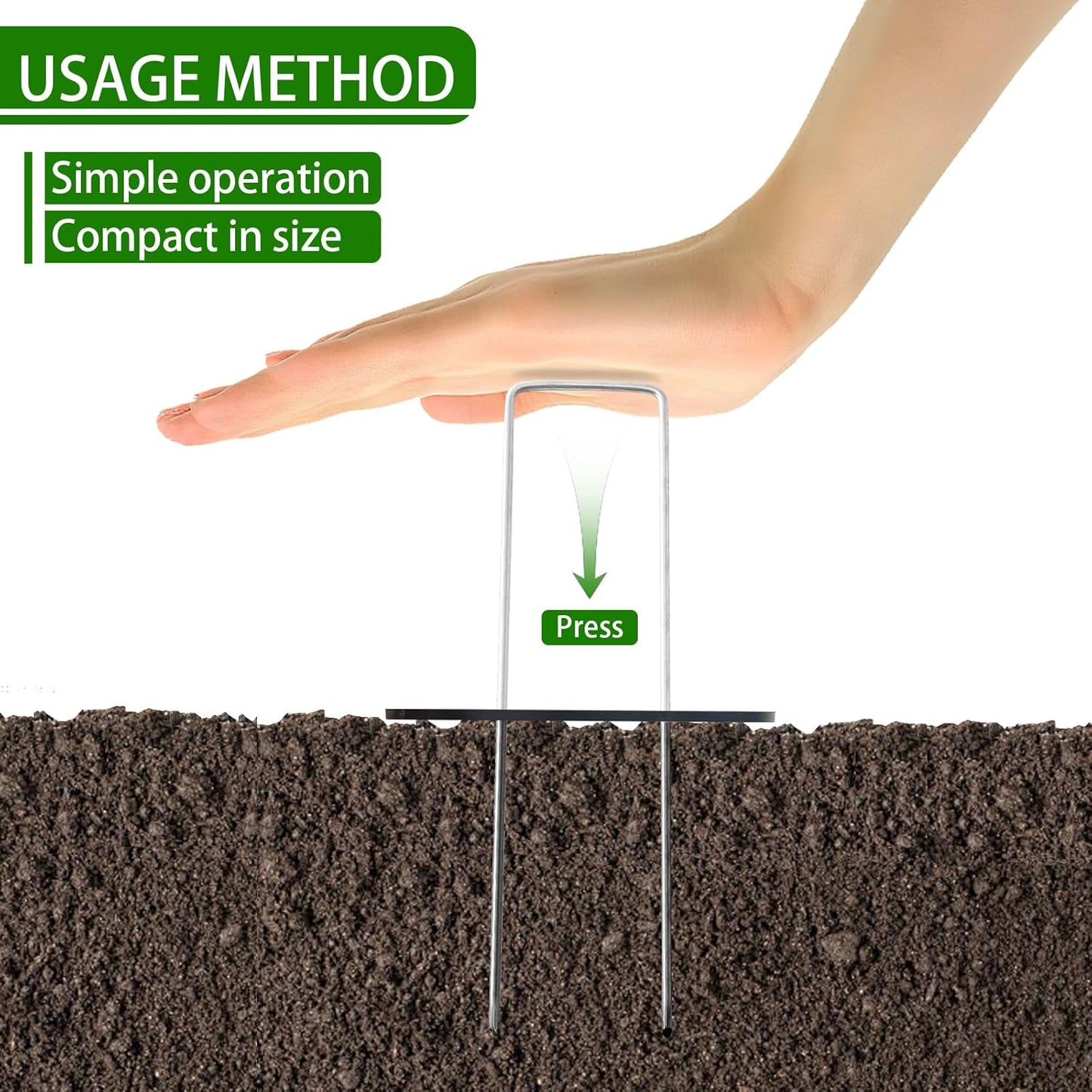 100Sets Garden Stakes Staples and Fixing Gaskets 6 Inch U Shaped Heavy Duty Lawn Staples 11 Gauge Galvanized Landscape Pins with 1 Pick Hook for Weed Barrier Fabric Ground Covers Holding Fence