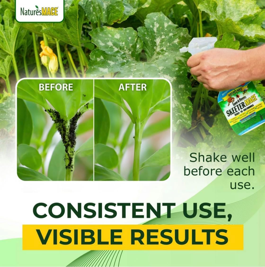 Nature’s MACE Outdoor Pest Repellent Spray – Kills & Repels Multiple Insect Types – Treats Lawns, Shrubs, and Patios – Safe for Family, Pets, and Plants – Essential Oil Formula with Fresh Scent – 40oz