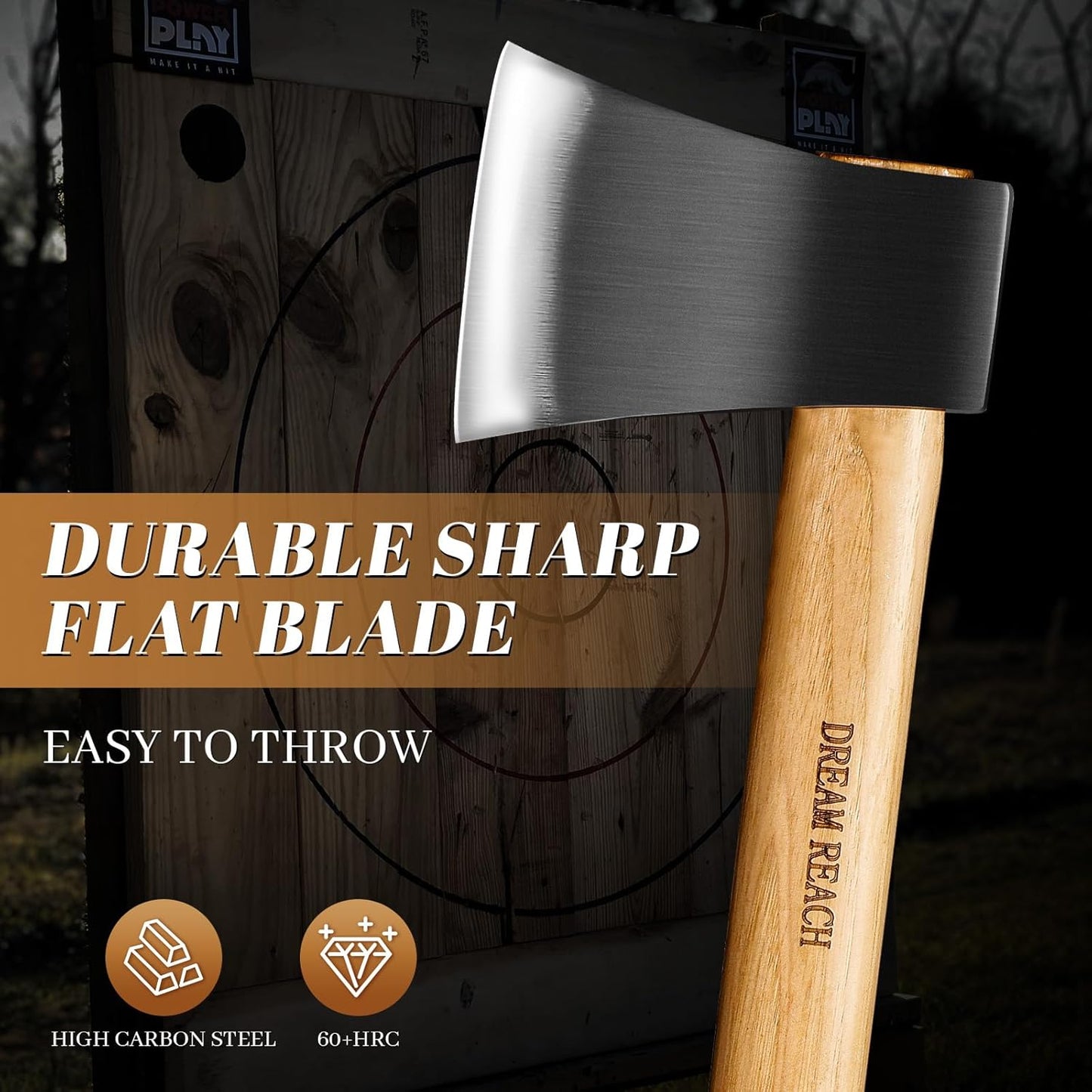 Dream Reach Throwing Axe Set - 2 PCS Professional Hatchets with Wooden Handle, 20.5" Hand Forged Throwing Game Axes for Backyard, Competition