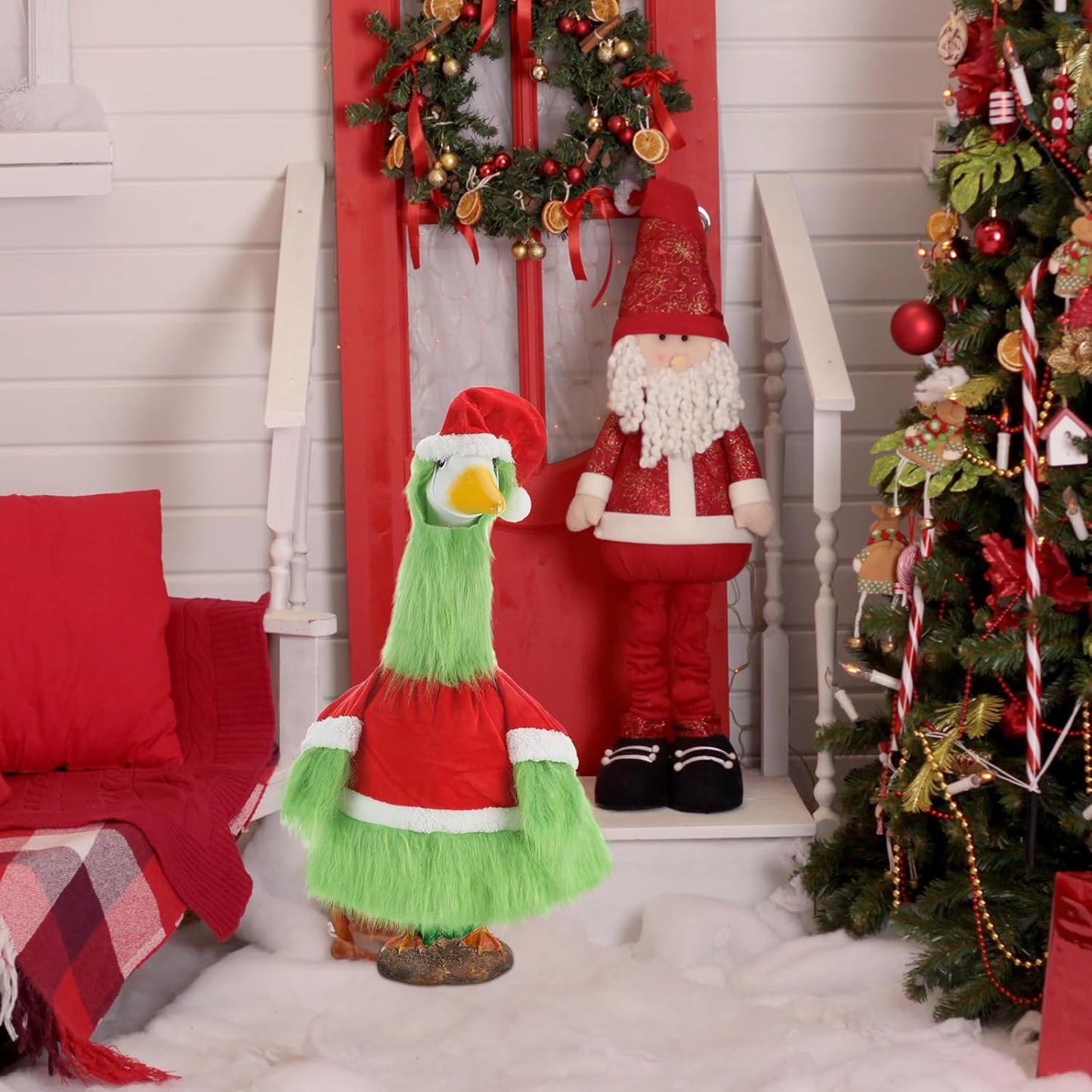 Cozypower Christmas Porch Goose Outfits Clothes for Plastic 23'' Cement Goose Duck Lawn Yard Decorations(Novelty Style)