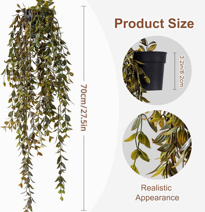 Artificial Hanging Plant 2 Pcs Faux Plant Ivy Vine Faux Eucalyptus Vines Fake Potted Greenery for Wall Living Room Home Shelf Office Bathroom Outdoor Indoor Decor (Type 3)