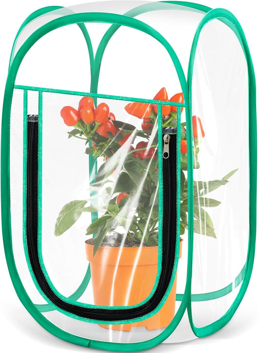 Nuanchu Pop up Mini Greenhouse Cover, PVC Clear Small Greenhouse with Nails 12" x 12" x 20" Inch Portable Plant Flowers Sunshine Tent Room for Indoor Outdoor Gardening(1 Pack)