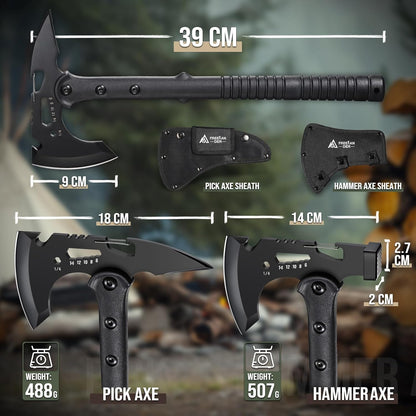 Freelander Tactical Axe 2 Pack, Sharp Tomahawk with Sheath, Portable Tomahawk with Clip and Bottle Opener, Durable Survival Hatchet for Emergency, Hiking and Camping