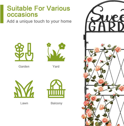hogardeck 1PC Metal Garden Trellis 45 * 35 inch for Climbing Plants Flowers Outdoor,Heavy Duty,Black Coating Rustproof Trellis for Rose, Vegetable, Flowers, Perfect for Training Climbing Plants