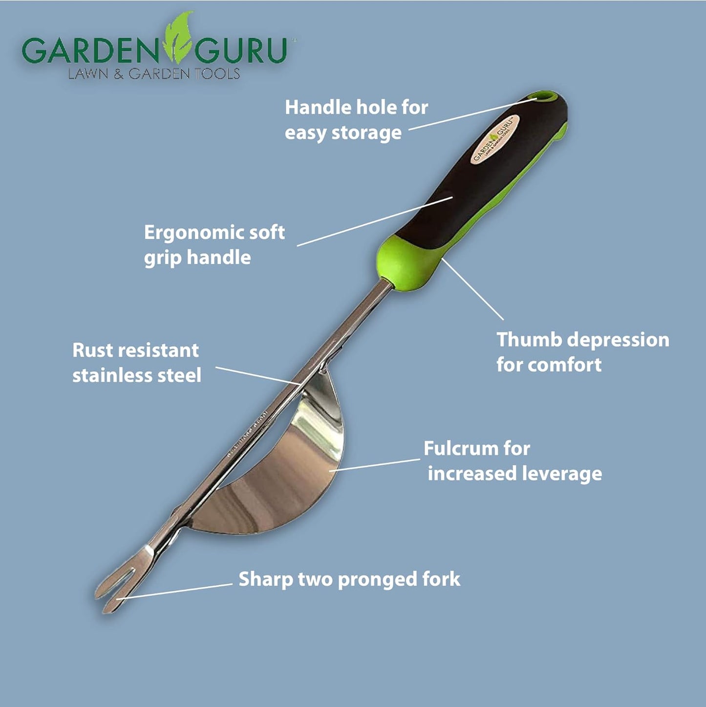 Garden Guru Dandelion Weeder Tool with Ergonomic Handle & Fulcrum - Stainless Steel Weed Puller for Planting, Weeding, Flower and Vegetable Care in Lawn Garden Yard | Rust Resistant - 1 Case (50 Pcs)
