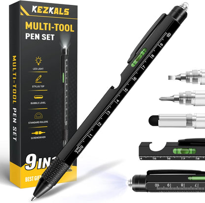 KEZKALS Mens Stocking Stuffers for Teens Adults, 9 in 1 Multitool Pen Gifts for Men, Stocking Stuffers for Men, White Elephant Christmas Gifts for Adults, Mens Gifts for Dad Him Boyfriend Cool Gadgets