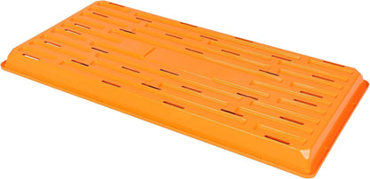 SUNPACK 10" x 20" Heavy Duty Shallow Plastic Seed Starting Tray, Orange, 1" (Pack of 30) - Lined with Drainage Holes for Excess Water and Aeration, Ideal for Greenhouses or Indoor Gardening