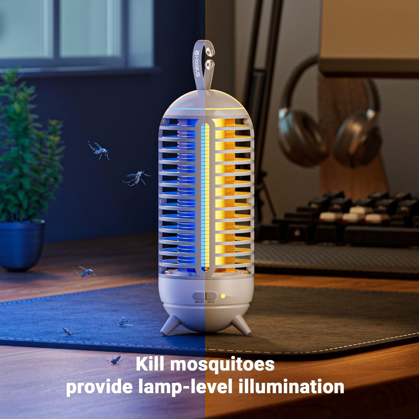 Cordless Bug Zapper Outdoor & Fly Zapper Indoor & Wireless Mosquito Zapper Portable Camping Bug Zapper Fly Trap 2500mAh Bug Zappers Electric Trap Ideal for Fly Traps (White)