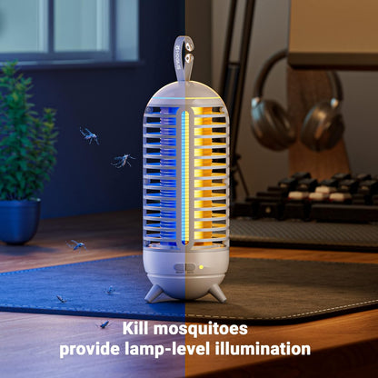Cordless Bug Zapper Outdoor & Fly Zapper Indoor & Wireless Mosquito Zapper Portable Camping Bug Zapper Fly Trap 2500mAh Bug Zappers Electric Trap Ideal for Fly Traps (White)