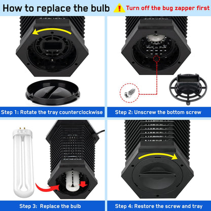 GOOTOP Replacement Bulb for Zap T6 Pro, K15, T9,X3 Bug Zapper, 15W, 4-Pin Base, U-Tube Bulb Twin Tube Bulb
