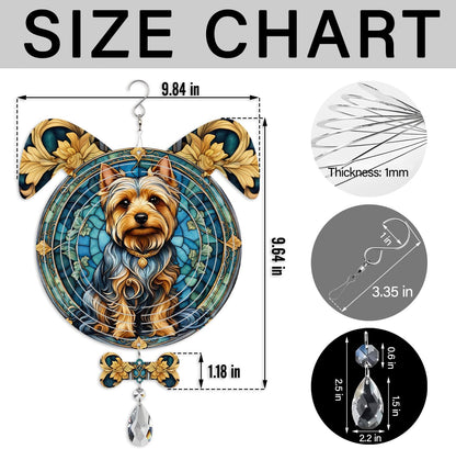 Silky Terrier Dog Ears Wind Spinner, Silky Terrier Wind Spinner Hanging for Yard and Garden V02
