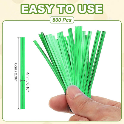 PATIKIL Bag Twist Ties 2 Inch, 800 Pcs Metallic Bread Ties for Treat Plastic Bags Gift Wrapping Candy Coffee Bag Plant Party Cake Favor, Green