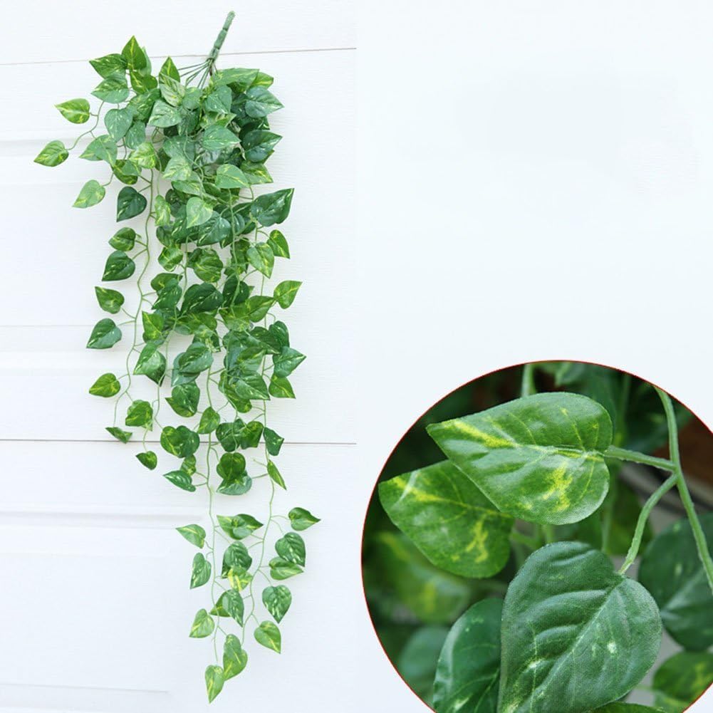 Unilove 168 feet Fake Foliage Garland Leaves Decoration Artificial Greenery Ivy Vine Plants for Home Decor Indoor Outdoors (Artificial Scindapsus Leaves)