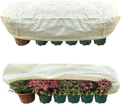 Plant Frost Cover, Rectangular Planter Plant Winter Frost Blanket, Plant Frost Tree Cover Bag with Zip Drawstring, Reusable Frost Fabric for Outdoor Plants 2 Pack (68.8x17.7x15.7INCH)