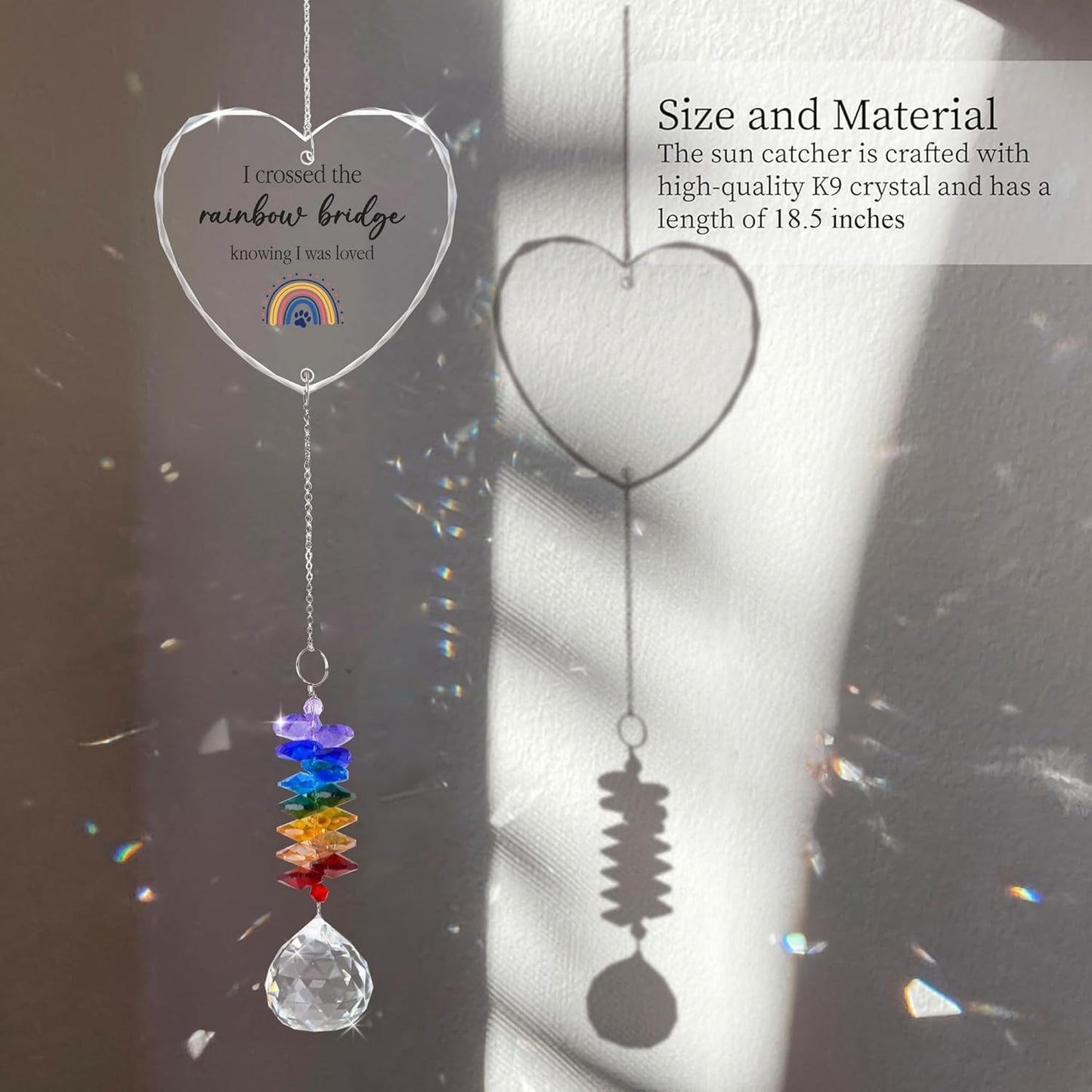 Pet Memorial Suncatcher Dog Cat Loss Sympathy Gift - Rainbow Crystal Prism - Bereavement Keepsake - Pet Lover Gift - Daily Remembrance Ornament